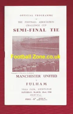 Manchester United v Fulham 1958 – FA Cup Semi Final Villa Park