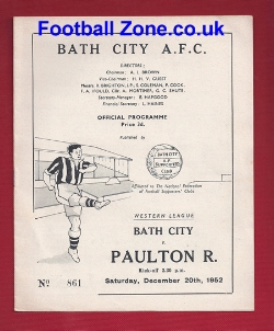 Bath City v Paulton Rovers 1952 – Western League