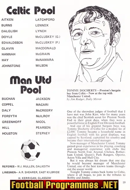 Jimmy Johnstone Bobby Lennox Testimonial Benefit - Man Utd 1976