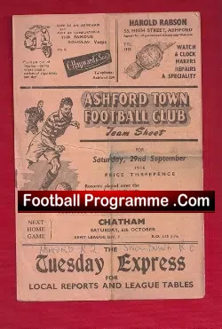 Ashford Town v Snowdown 1956 – Reserves