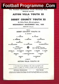 Aston Villa v Derby County 1959 – Youth Game at Birmingham