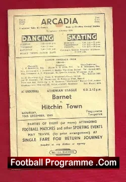 Barnet v Hitchin Town 1949 – Athenian League