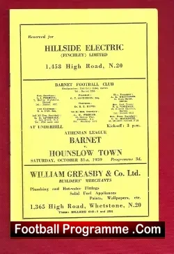Barnet v Hounslow Town 1959 – Athenian League