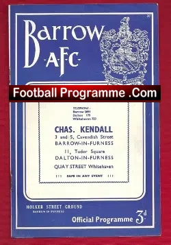 Barrow v Halifax Town 1958 - football programme