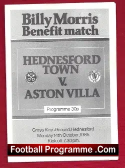 Billy Morris Testimonial Benefit Match Aston Villa 1985