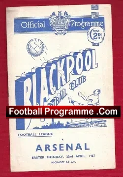 Blackpool v Arsenal 1957 - football programme