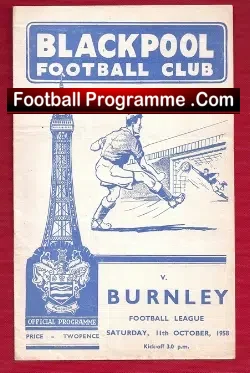 Blackpool v Burnley 1958 - football programme