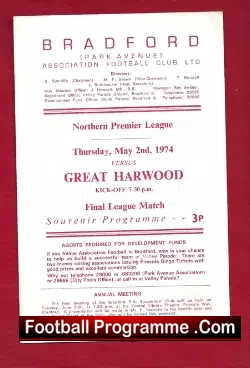 Bradford Park Avenue v Great Harwood Town 1974 Last League match
