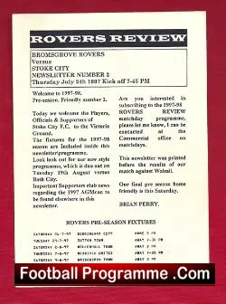 Bromsgrove Rovers v Stoke City 1997 – Pre Season Friendly
