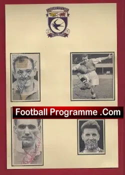 Cardiff City Multi Autographed Player Pictures 1950's - football memorabilia