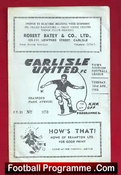 Carlisle United v Bradford Park Avenue 1963