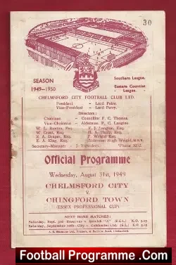 Chelmsford City v Chingford Town 1949 – Essex Cup Match