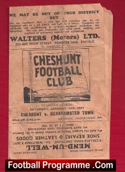 Cheshunt v Berkhamsted Town 1954