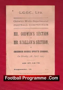 Chiswick Works Football Goodwins v Stallans 1923 – 1920s