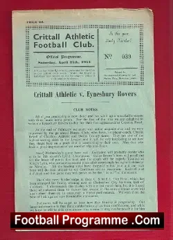 Crittall Athletic v Eynesbury Rovers 1953