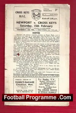 Cross Keys Rugby v Newport 1958