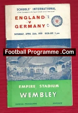 England v Germany 1959 – Wembley Forrt – Schoolboys