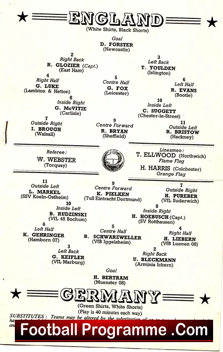 England v Germany 1964 – Wembley School Boy Match