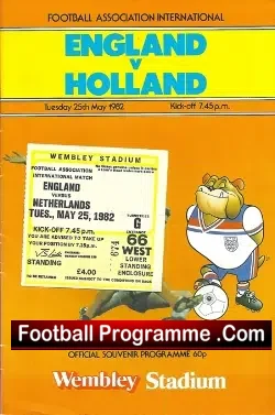 England v Holland 1982 + Ticket