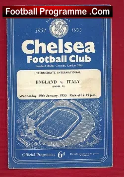 England v Italy 1955 – U23 at Chelsea + Duncan Edwards