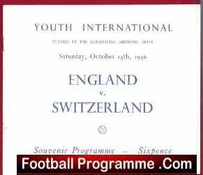 England v Switzerland 1956 – Youth International at Brighton