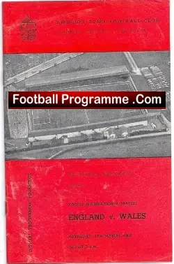 England v Wales 1962 – Youth Match at Swindon + Wilkinson
