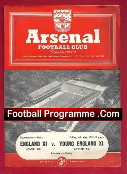 England v Young England 1955 – at Arsenal – Signed Autographed