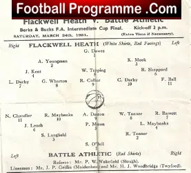 Flackwell Heath v Battle Athletic 1951 – Cup Final