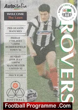 Forest Green Rovers v Manchester United 1998 - Friendly Match - football programme