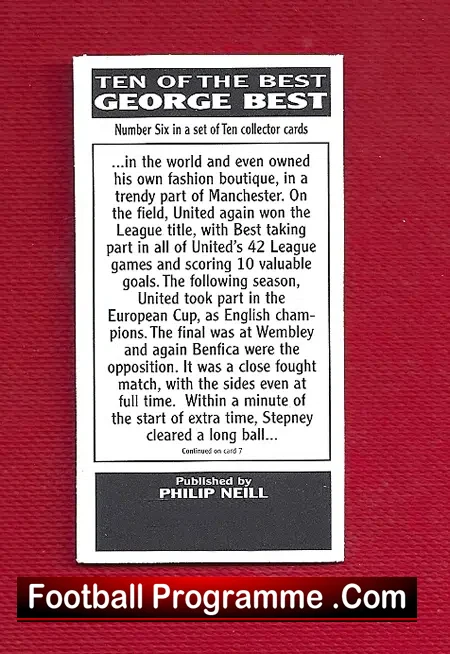George Best Football Collectors Cards – Ten Of The Best