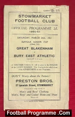 Great Blakenham v Bury East Athletic 1951 – Cup Final