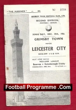 Grimsby Town v Leicester City 1956 - football programme