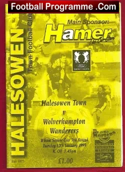 Halesowen Town v Wolves 1999 - Senior Cup - football programme