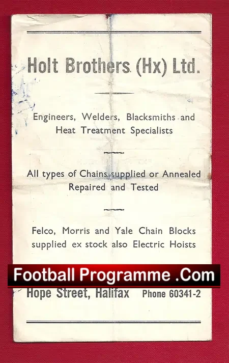 Halifax Town v Tranmere Rovers 1957