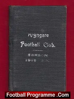 Highgate Football Club Fixtures List Wallet 1919 – 1920