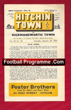 Hitchin Town v Rickmansworth Town 1964