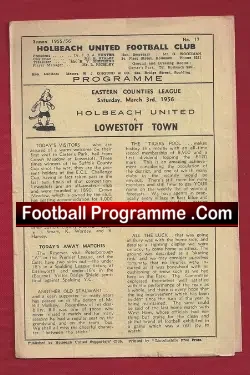 Holbeach United v Lowestoft Town 1956 – Eastern Counties League