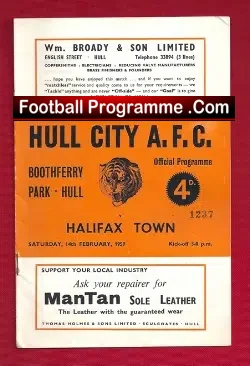 Hull City v Halifax Town 1959 - football programme