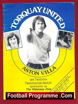 Ian Twitchin Testimonial Benefit Torquay United 1983 - football programme