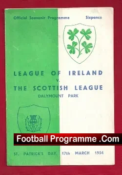 League Of Ireland v Scottish League 1954 - Dalymount Park - football programme