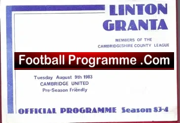 Linton Granta v Cambridge United 1983 – Pre Season Friendly