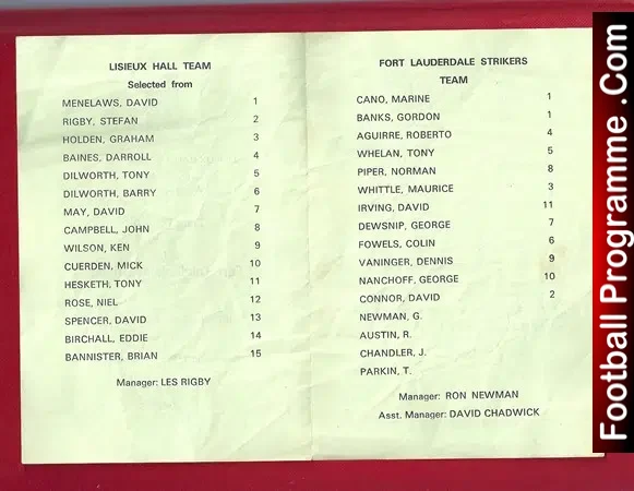 Lisieux Hall v Fort Lauderdale Strikers 1978 – Gordon Banks