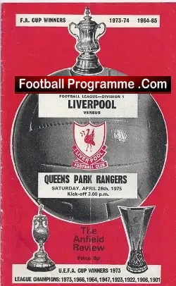 Liverpool v QPR 1975 - football programme