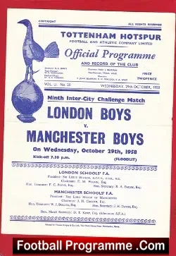 London Boys v Manchester Boys 1958 – at Tottenham