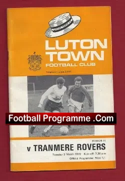 Luton Town v Tranmere Rovers 1970