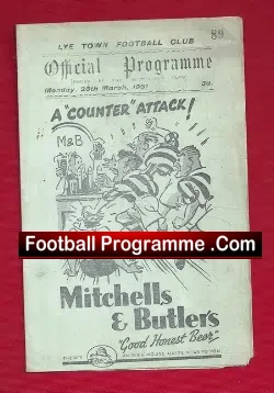 Lye Town v Cradley Heath 1951 - football programme