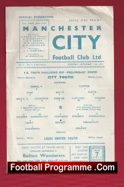 Manchester City v Leeds United 1961 – Youth Match – Greenhoff