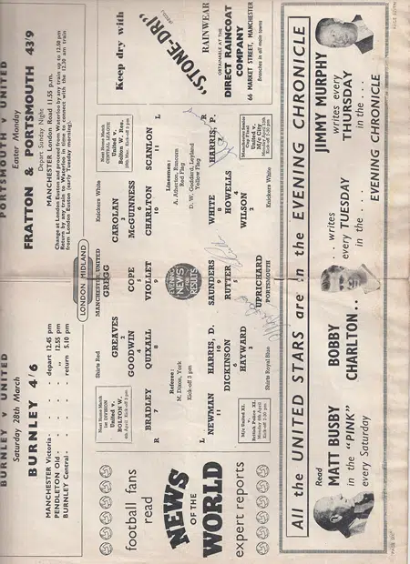 Manchester United v Aston Villa 1957 – Plus Token + Autographed