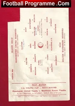 Manchester United v Bolton Wanderers 1957 – Reserves Bobby Charlton