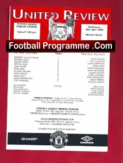 Manchester United v Leeds United 1998 - Man Utd Treble Season Reserves - Manchester United football programme